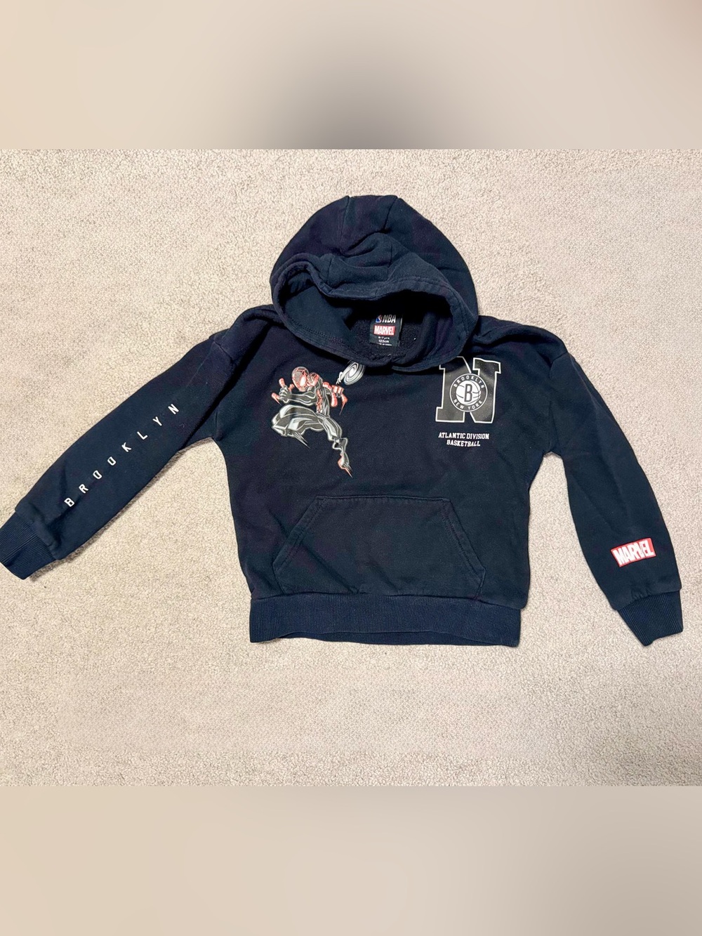 Marvel Kids Black Hoodie with Spider-Man x Brooklyn - size 6/7